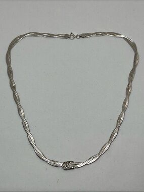 Textured Italian 925 Sterling Silver Twist Knot Necklace for Women